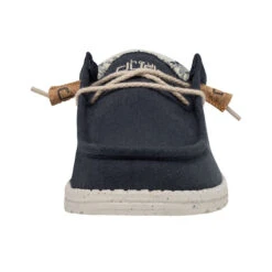 Wally Break Stitch - Navy 11 Wally Break Stitch - Navy -Daily Footwear Shop 110792568 WALLY LINEN NATURAL NAVY LEFT 4 1