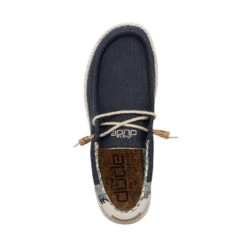 Wally Break Stitch - Navy 13 Wally Break Stitch - Navy -Daily Footwear Shop 110792568 WALLY LINEN NATURAL NAVY LEFT 6 1
