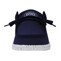 Wally Slub Canvas - Navy -Daily Footwear Shop 40009 410 WALLY SLUB CANVAS NAVY LEFT FRONT