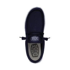 Wally Slub Canvas - Navy -Daily Footwear Shop 40009 410 WALLY SLUB CANVAS NAVY LEFT TOP