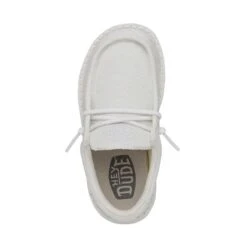 Wally Toddler Slub Canvas - White -Daily Footwear Shop 40029 100 WALLYTODDLERSLUBCANVAS WHITE LEFTTOP