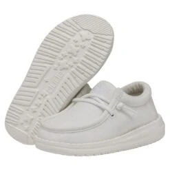 Wally Toddler Slub Canvas - White -Daily Footwear Shop 40029 100 WALLYTODDLERSLUBCANVAS WHITE PAIRBOTTOM