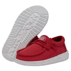 Wally Toddler Slub Canvas - Red -Daily Footwear Shop 40029 610 WALLYTODDLERSLUBCANVAS RED PAIRBOTTOM