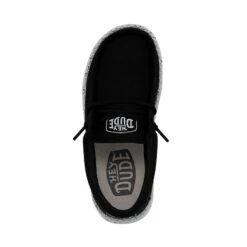 Wally Youth Slub Canvas - Black -Daily Footwear Shop 40044 001 WALLYYOUTHSLUBCANVAS BLACK LEFTTOP