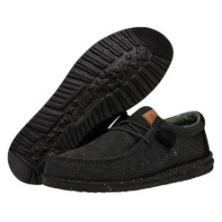 Wally Washed Canvas - Black/Black 10 Wally Washed Canvas - Black/Black -Daily Footwear Shop FW23 M 40296 060 WALLY WASHED CANVAS BLACK BLACK LEFT PAIROUTSOLE